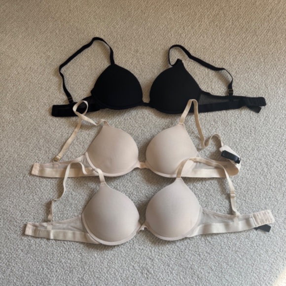 Pepper Bra Lot of 3 Lift Up Bras Cream and Black - Sz 36B - Picture 2 of 6